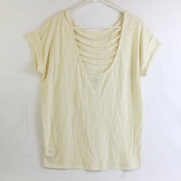 Jessica Simpson Women's S Light Yellow Cutout Back Sheer Cheetah Print Top