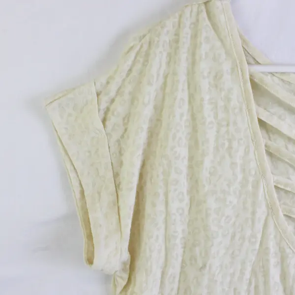 Jessica Simpson Women's S Light Yellow Cutout Back Sheer Cheetah Print Top