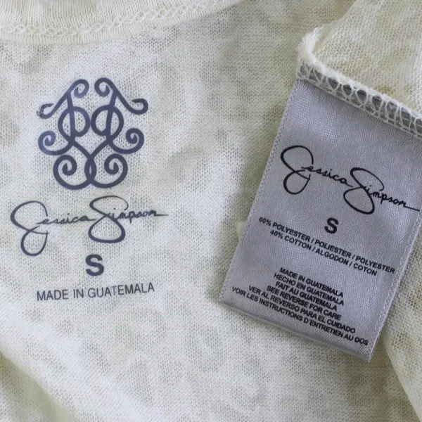 Jessica Simpson Women's S Light Yellow Cutout Back Sheer Cheetah Print Top