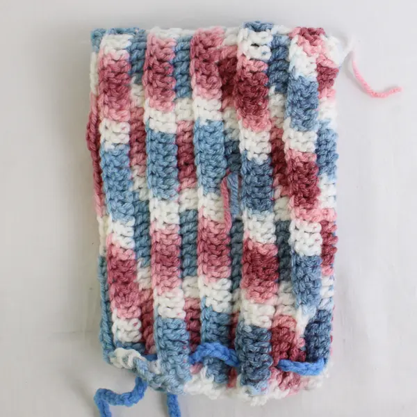 Handmade Pink Blue and White Knit Hood Hat Kids' Medium