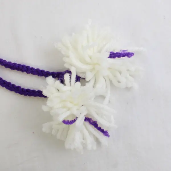 Handmade Purple and White Knit Hood Hat Kids' Medium