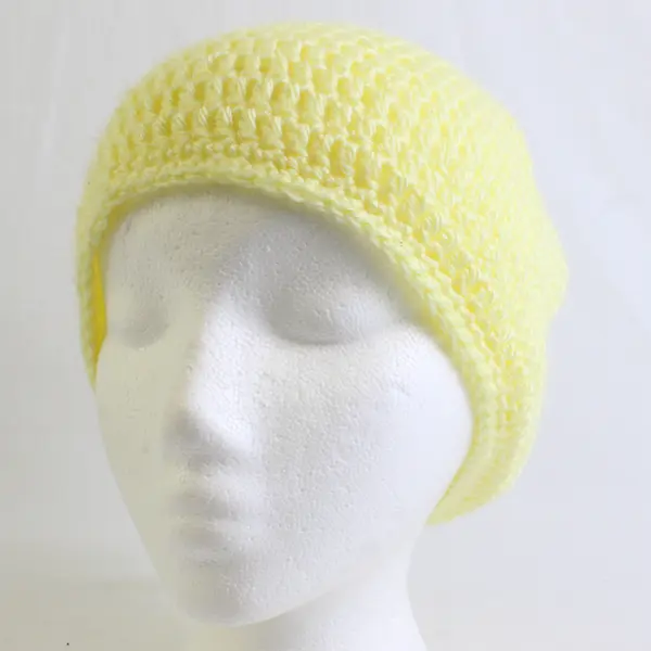Women's Handmade Pastel Yellow Knit Beanie Cap