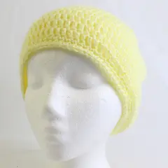 Women's Handmade Pastel Yellow Knit Beanie Cap