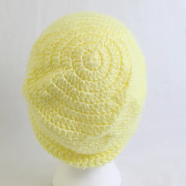 Women's Handmade Pastel Yellow Knit Beanie Cap