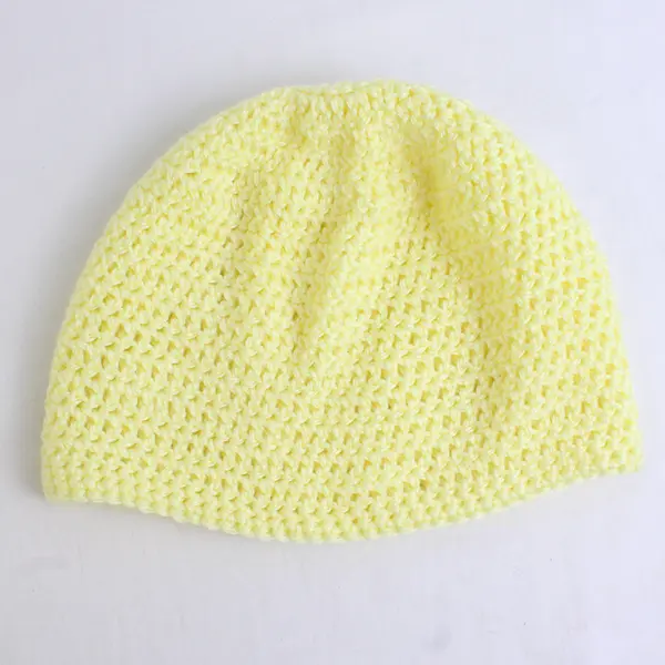 Women's Handmade Pastel Yellow Knit Beanie Cap