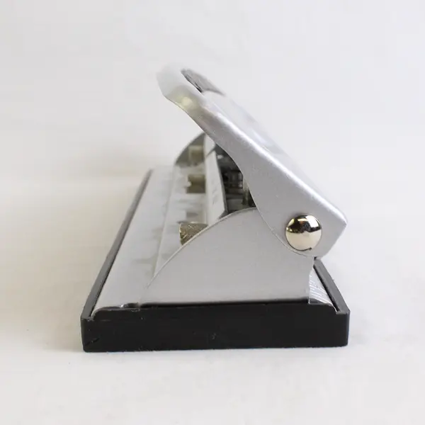 Swingline Silver/Black Desktop Adjustable 3 Hole Paper Punch 12" Long