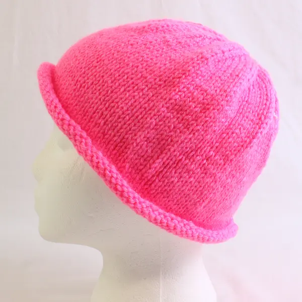 Women's Handmade Bubblegum Pink Knit Beanie Cap