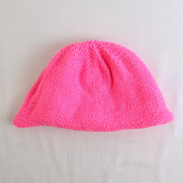Women's Handmade Bubblegum Pink Knit Beanie Cap