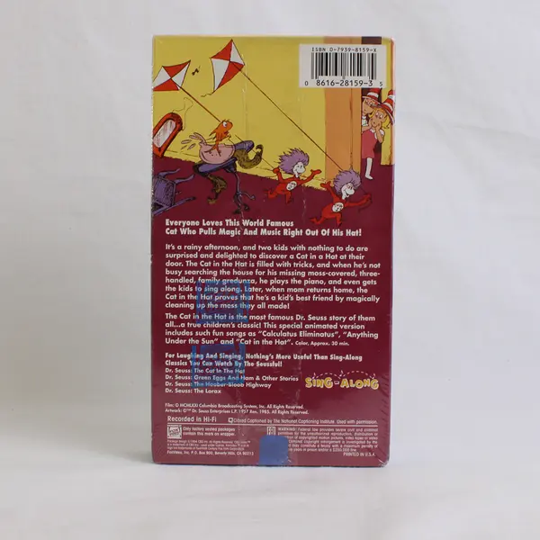 Dr. Seuss The Cat in The Hat Animated Sing-Along Classics VHS Tape, 1985 Sealed