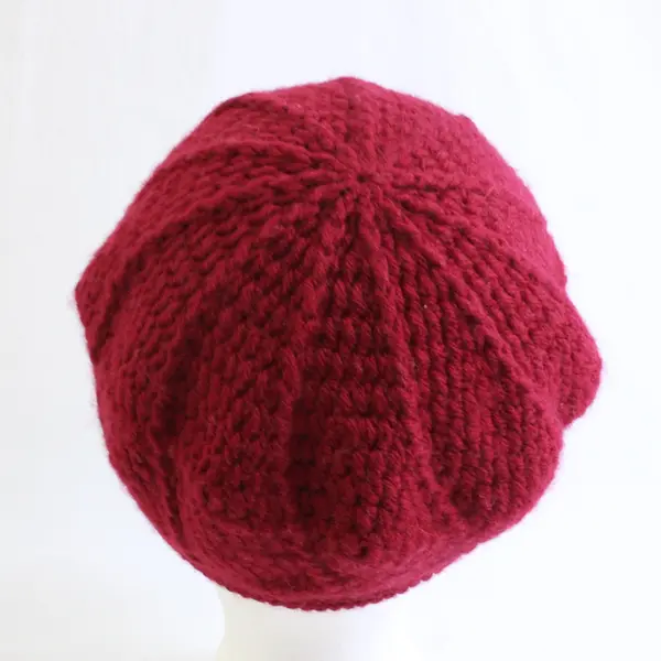 Girls' Handmade Cherry Red Knit Beret Hat
