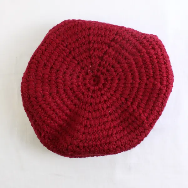 Girls' Handmade Cherry Red Knit Beret Hat