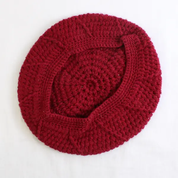 Girls' Handmade Cherry Red Knit Beret Hat