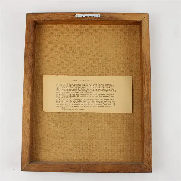 Vintage Navajo Sand-Style Loom Weaving Framed Art 14.5x11.75 Southwest