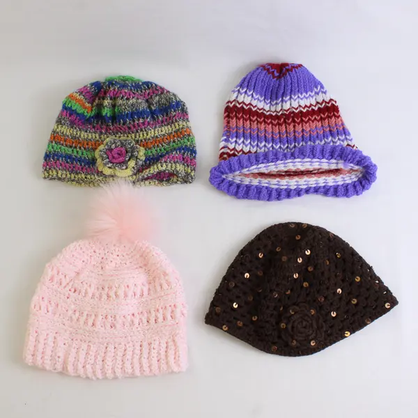 Mixed Lot of 4 Women's Knit Beanie Caps