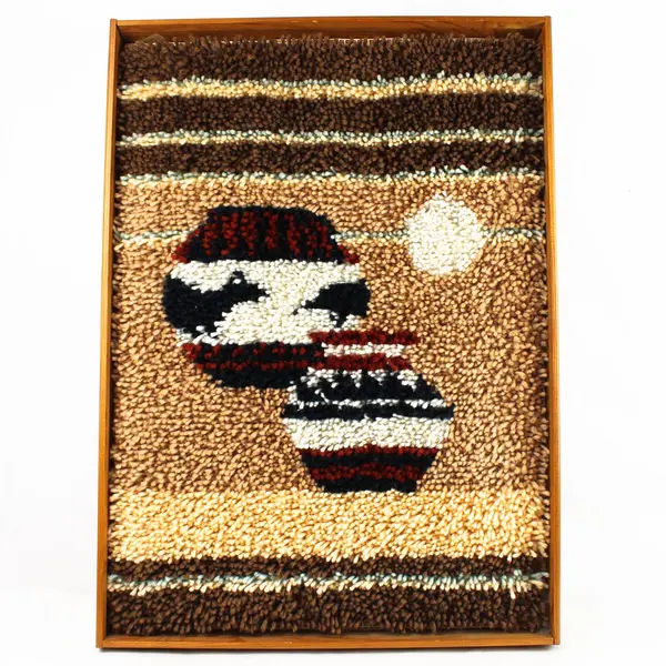 Vintage Southwestern Pottery Scene  Latch Hook Framed 30x21