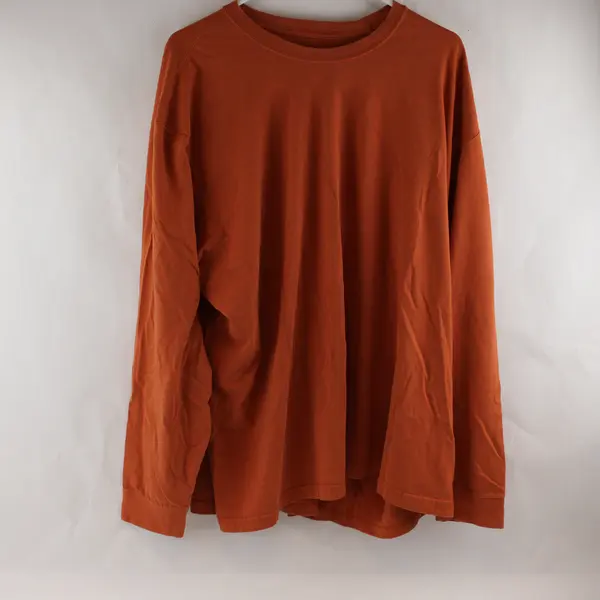 Eddie Bauer Solid Orange Color Long Sleeve T-Shirt 100% Cotton Women's Size 3XL