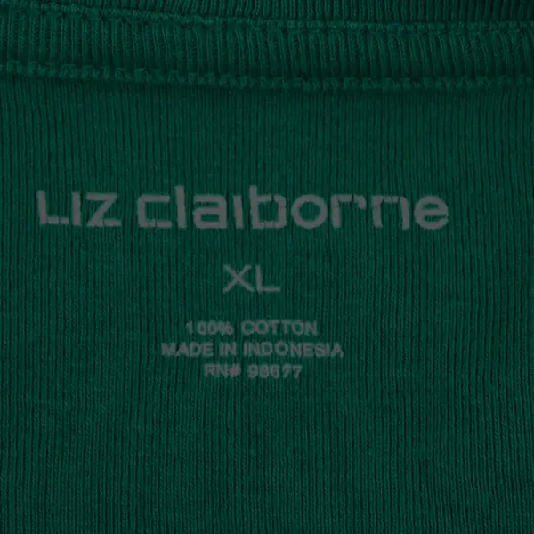 Liz Claiborne Solid Green Color Long Sleeve T-Shirt 100% Cotton Women's Size XL