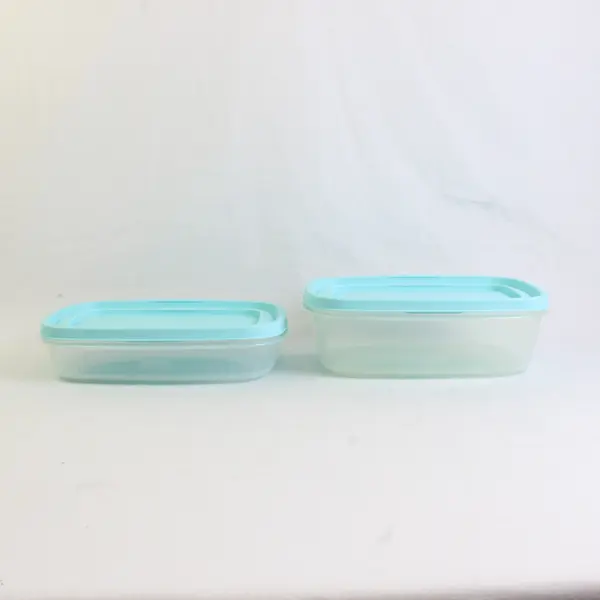 Lot of 2 Rubbermaid Plastic Containers 1.3 L & 2.0 L Light Blue Lid