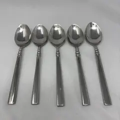 Set of 5 Oneida Tortola Stainless Oval Soup Spoons 