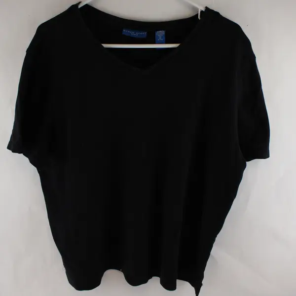 Karen Scott Solid Black Color Short Sleeve T-Shirt 100% Cotton Women's Size XL