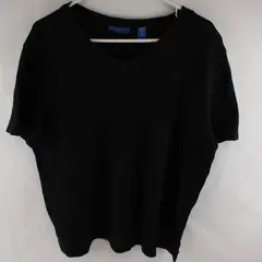 Karen Scott Solid Black Color Short Sleeve T-Shirt 100% Cotton Women's Size XL