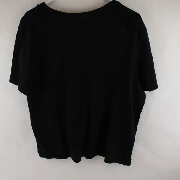 Karen Scott Solid Black Color Short Sleeve T-Shirt 100% Cotton Women's Size XL