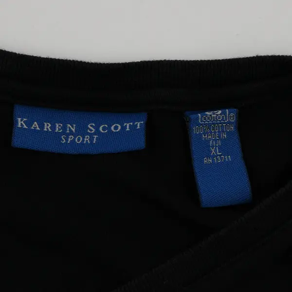 Karen Scott Solid Black Color Short Sleeve T-Shirt 100% Cotton Women's Size XL