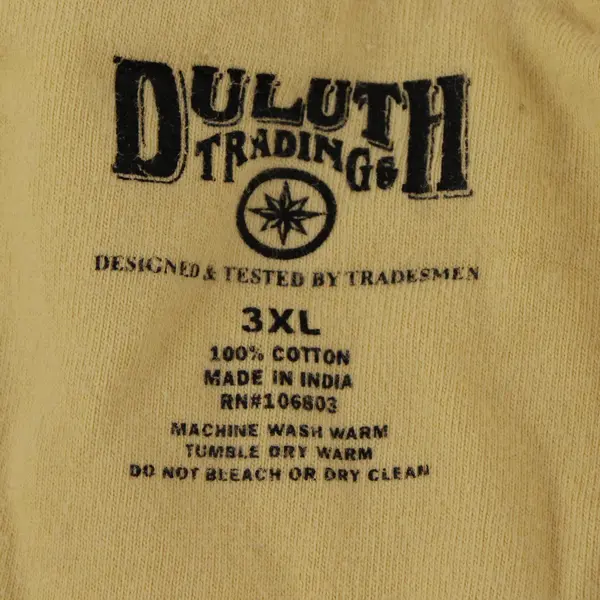 Duluth Trading Solid Yellow Color Short Sleeve T-Shirt 100% Cotton Men' Size 3XL