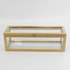 Kikkerland Glass And Wood Storage Box for Dolls or Collectibles 4" x 12"