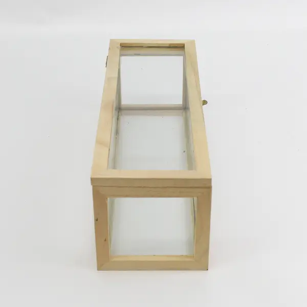 Kikkerland Glass And Wood Storage Box for Dolls or Collectibles 4" x 12"