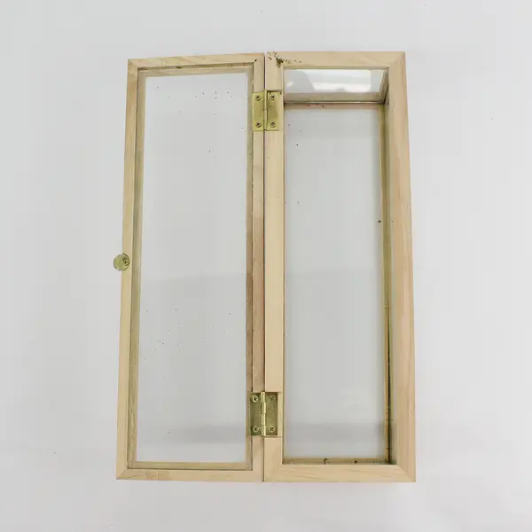 Kikkerland Glass And Wood Storage Box for Dolls or Collectibles 4" x 12"