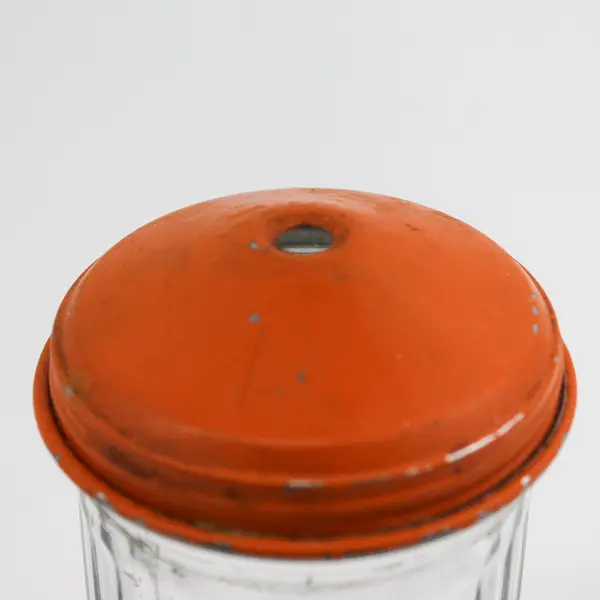 Vtg Clear Glass Gemco Restaurant Sugar Dispenser Jar With Screw On Orange Lid