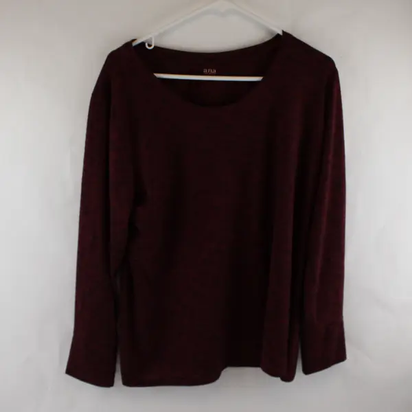 A.n.a Red & Black Speckled Long Sleeve T-Shirt Women's Size XL