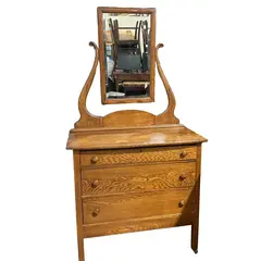 Vintage Victorian Style Wood Dresser Swivel Mirror (Flawed)- Local Pickup Only