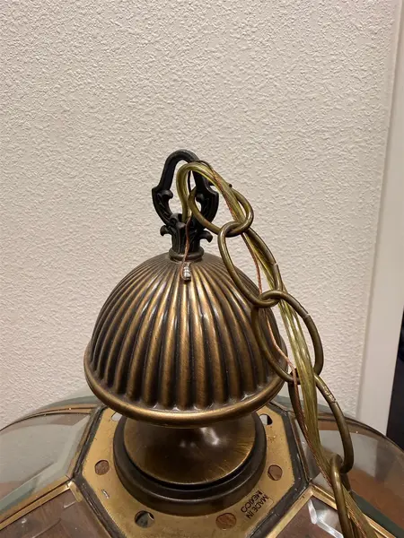 Vintage Floral Etched Glass Chain Link Chandelier UNTESTED- Local Pickup Only