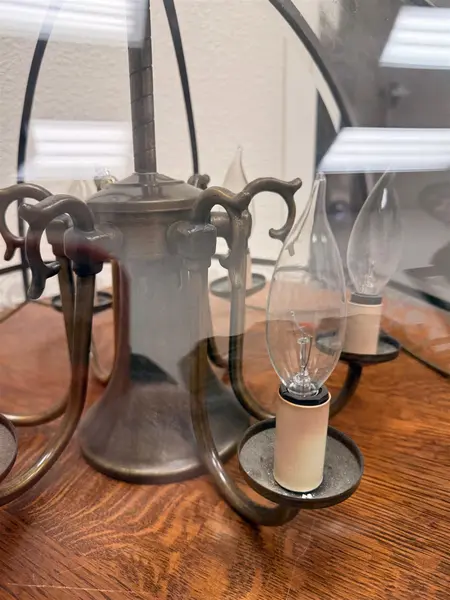 Vintage Floral Etched Glass Chain Link Chandelier UNTESTED- Local Pickup Only