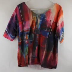 Unbranded Multicolor Abstract Pattern Short Sleeve T-Shirt Women's Size 2XL