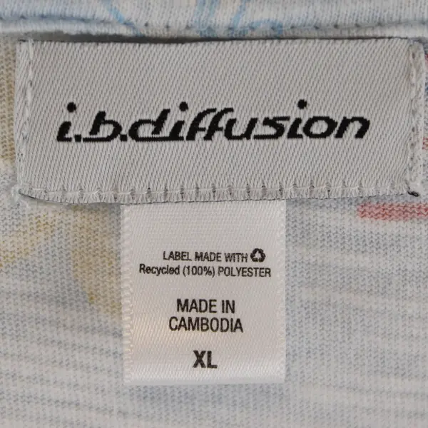 I.D.Diffusion Blue/White/Red Fireworks Pattern Short Sleeve T-Shirt Women's XL