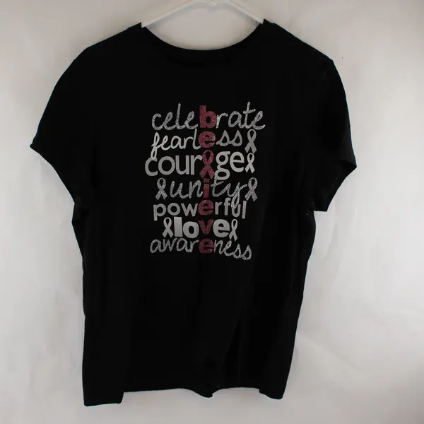 Unbranded Black Breast Cancer Awareness Printed Short Sleeve T-Shirt Women's XL