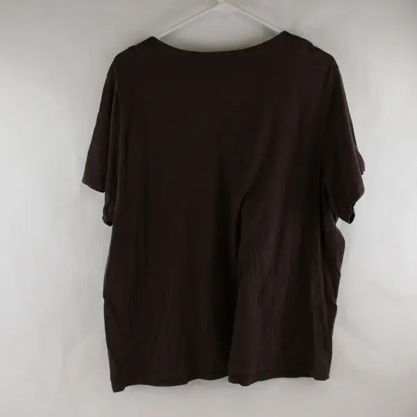 Erika Solid Brown Color Short Sleeve T-Shirt V-Neck 100% Cotton Women's Size 1X