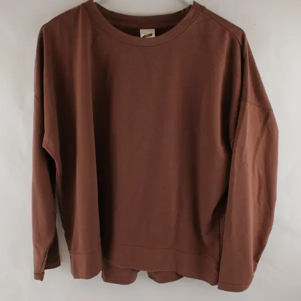 AVIA Solid Brown Color Long Sleeve Sweatshirt V-Neck Women's Size XL