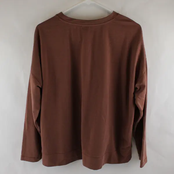 AVIA Solid Brown Color Long Sleeve Sweatshirt V-Neck Women's Size XL