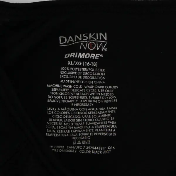 Danskin Now Solid Black Color Long Sleeve Shirt Activewear Women's Size XL