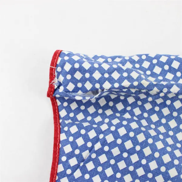 Women's Vintage MCM Handmade Apron Blue White and Red Geometric Print FLAWED