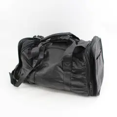  Black Leather 22" Expandable Carry On Duffel  Bag 
