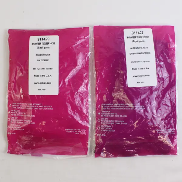 Lot of 2 Sealed Packs Silkies Trouser Socks Queen Size, Cream & Dark Navy, New