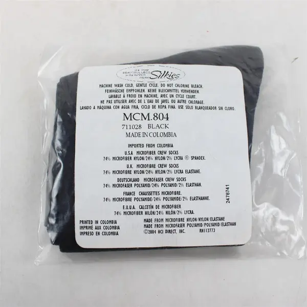 Lot of 2 Packs Silkies Crew Socks Queen Size, Dk Brown & Black, New