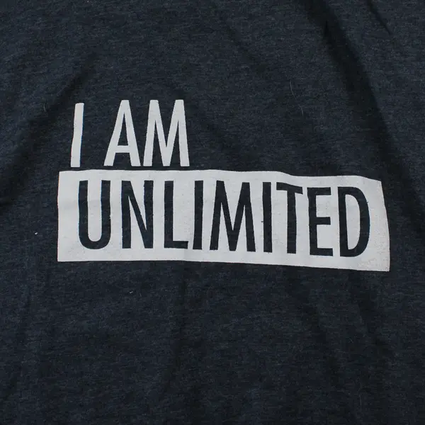 Rio Solid Blue Color "I Am Unlimited" Printed Short Sleeve T-shirt Men's Size L