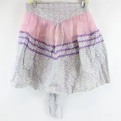 Women's Vintage Handmade Half Apron Purple Floral Pattern FLAWED