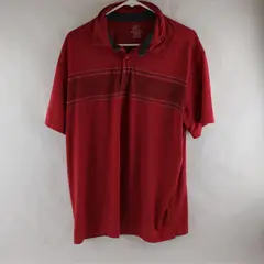 George Solid Red Color Striped Short Sleeve Polo Shirt Men's Size L